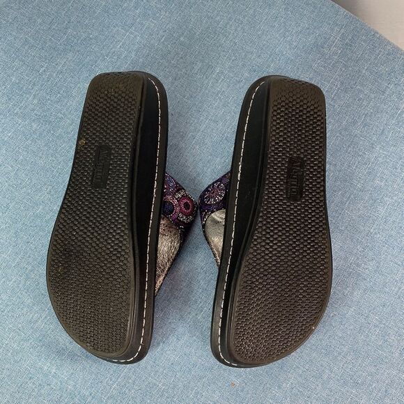 Alegria Vanessa Spiro Purple Geometric Shapes Leather Sandals size 8 - Picture 6 of 10